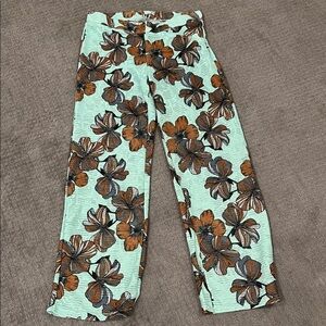 Zara Mint, orange, & Brown Floral Pants
